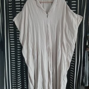 Black Crane Cocoon Linen Maxi Dress.